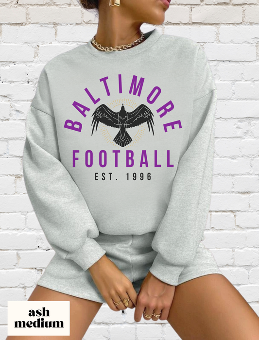 Retro Baltimore Ravens Crewneck Sweatshirt - Vintage NFL Football Ravens Hoodie -  Men's & Women's Sweatshirt - Design 4