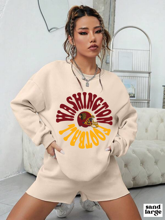 Hippy Style Washington Redskins Football Crewneck - Vintage Football Sweatshirt - Retro Commanders 70's, 80's, 90's - Design 2