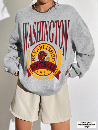 90's Washington Redskins Crewneck - Vintage Football Sweatshirt - Retro Commanders 70's, 80's, 90's - Design 1