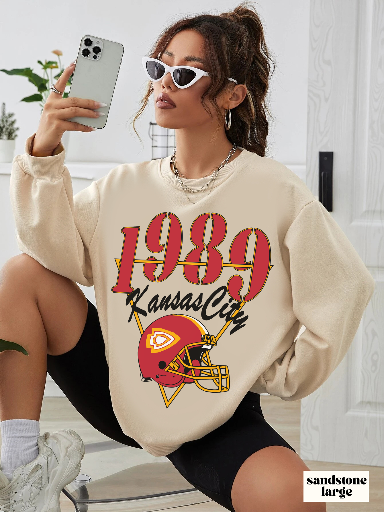 1989 Kansas City Chiefs Football Crewneck Sweatshirt - Vintage Retro Arrowhead Style - 1989 Version Chiefs Taylor Swift