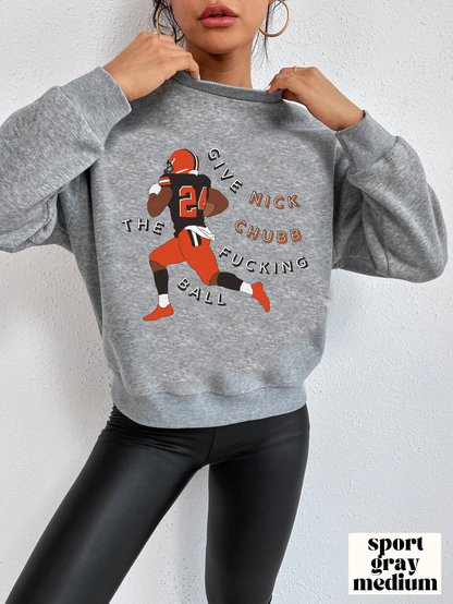 Nick Chubb Sweatshirt - Cleveland Browns Crewneck Sweatshirt - Vintage Oversized Browns Crewneck - NFL Football Sweatshirt