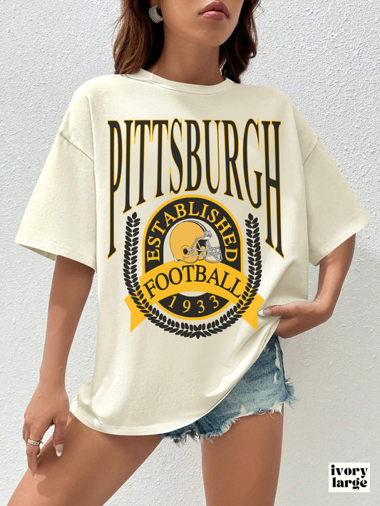 Throwback Comfort Colors Pittsburgh Steelers Short Sleeve T-Shirt - Vintage Steel City Football Gear, Apparel, Retro Tee - Design 1