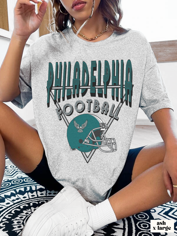 Teal Vintage Philadelphia Eagles Tee - 90's Short Sleeve T-Shirt - NFL Football Men's & Women's Apparel - Design 3