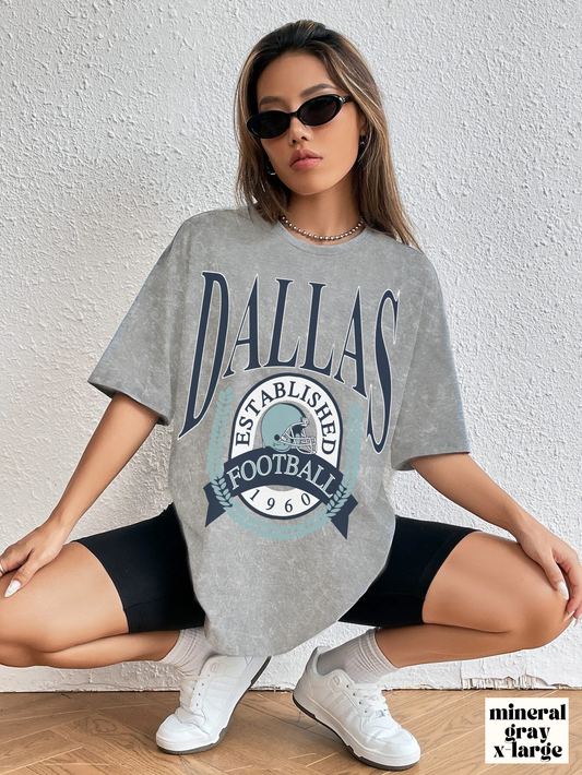 Rock N' Roll Dallas Cowboys Football Hippy Style Tie Dye Short Sleeve T-Shirt - Men's & Women's Unisex Mineral Wash T-Shirt - Design 1