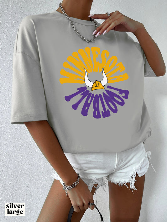 Hippy Retro Minnesota Vikings Tee - 90's Short Sleeve T-Shirt - NFL Football Men's & Women's Apparel - Design 2