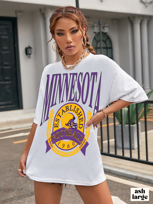 Throwback Vintage Minnesota Vikings Tee - 90's Short Sleeve T-Shirt - NFL Football Men's & Women's Apparel - Design 1