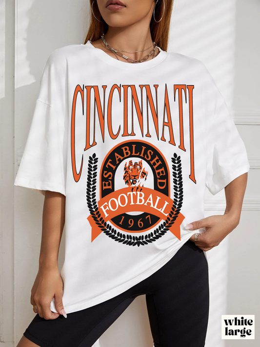 Cincinnati Bengals T-Shirt - Vintage Short Sleeve Bengals Tee - NFL Football Oversized Unisex, Men's & Women's Apparel - Design 1